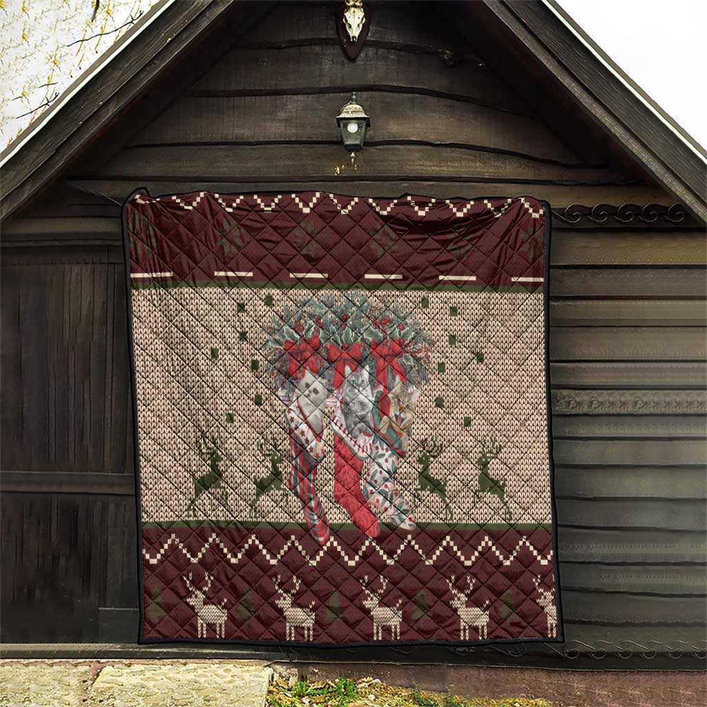 Cat And Sock Christmas Quilt Xmas Holiday Patterns - Wonder Print Shop