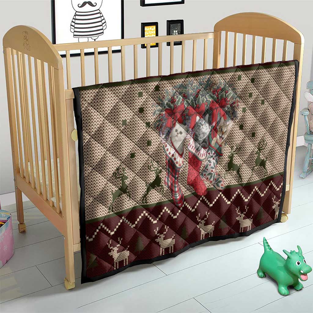 Cat And Sock Christmas Quilt Xmas Holiday Patterns - Wonder Print Shop