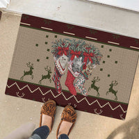 Cat And Sock Christmas Rubber Doormat Xmas Holiday Patterns - Wonder Print Shop
