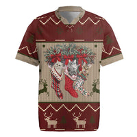 Cat And Sock Christmas Rugby Jersey Xmas Holiday Patterns - Wonder Print Shop