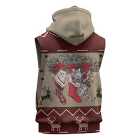 Cat And Sock Christmas Sleeveless Hoodie Xmas Holiday Patterns - Wonder Print Shop