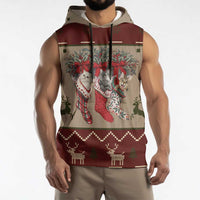 Cat And Sock Christmas Sleeveless Hoodie Xmas Holiday Patterns - Wonder Print Shop