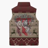 Cat And Sock Christmas Sleeveless Puffer Jacket Xmas Holiday Patterns - Wonder Print Shop
