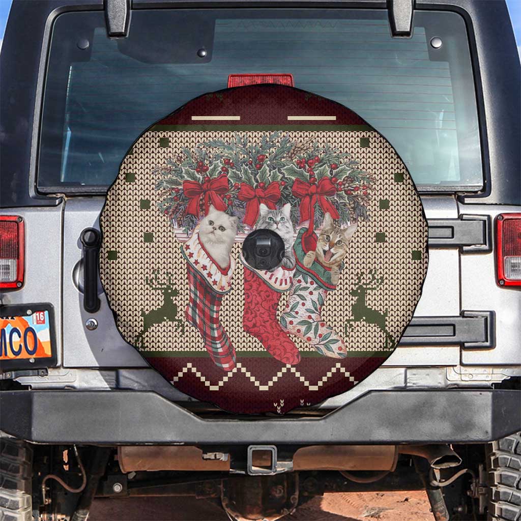 Cat And Sock Christmas Spare Tire Cover Xmas Holiday Patterns - Wonder Print Shop