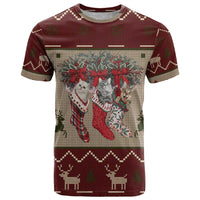 Cat And Sock Christmas T Shirt Xmas Holiday Patterns - Wonder Print Shop