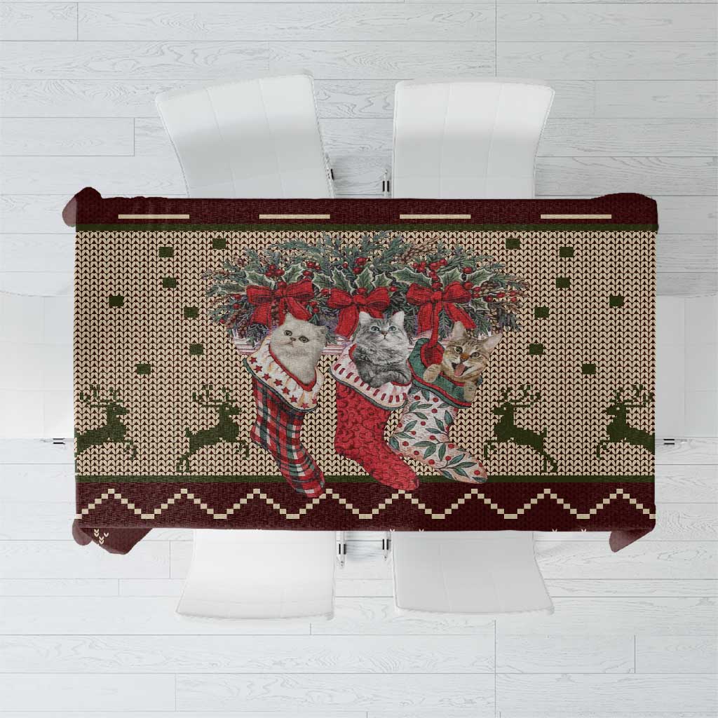 Cat And Sock Christmas Tablecloth Xmas Holiday Patterns - Wonder Print Shop
