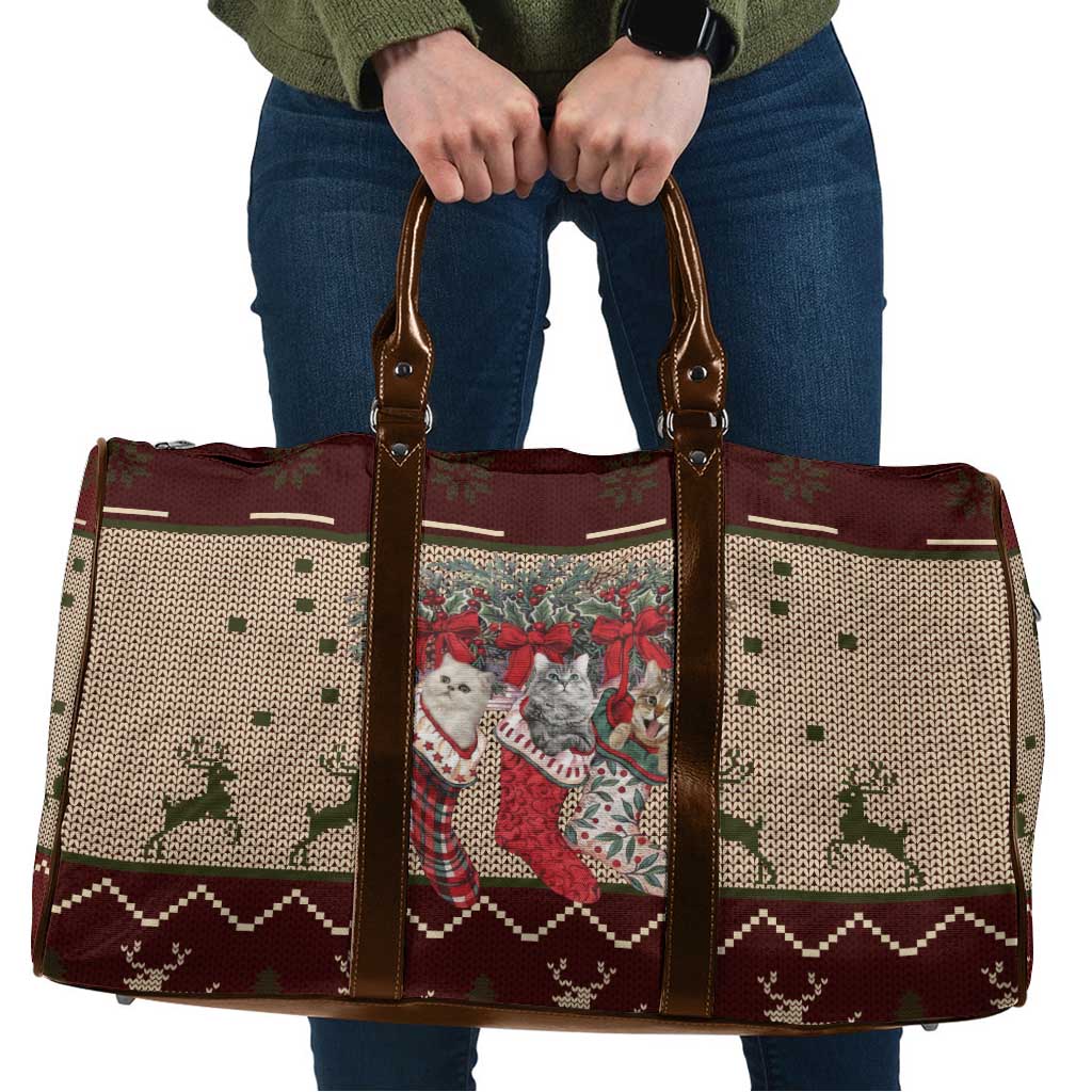 Cat And Sock Christmas Travel Bag Xmas Holiday Patterns - Wonder Print Shop