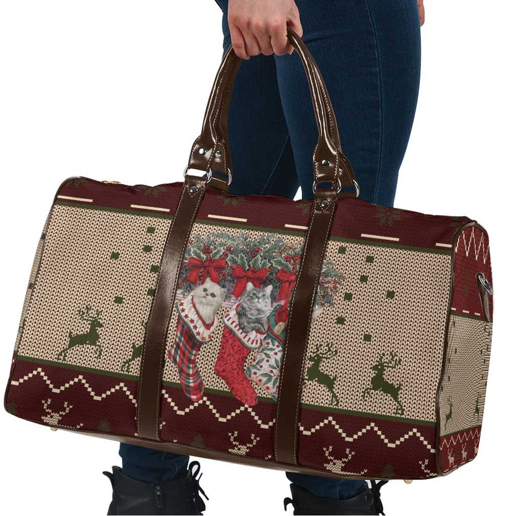 Cat And Sock Christmas Travel Bag Xmas Holiday Patterns - Wonder Print Shop
