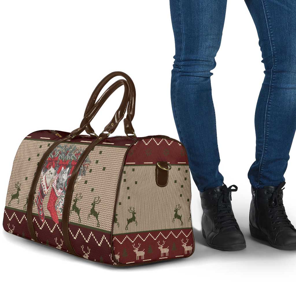 Cat And Sock Christmas Travel Bag Xmas Holiday Patterns - Wonder Print Shop