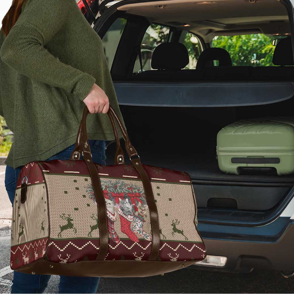 Cat And Sock Christmas Travel Bag Xmas Holiday Patterns - Wonder Print Shop