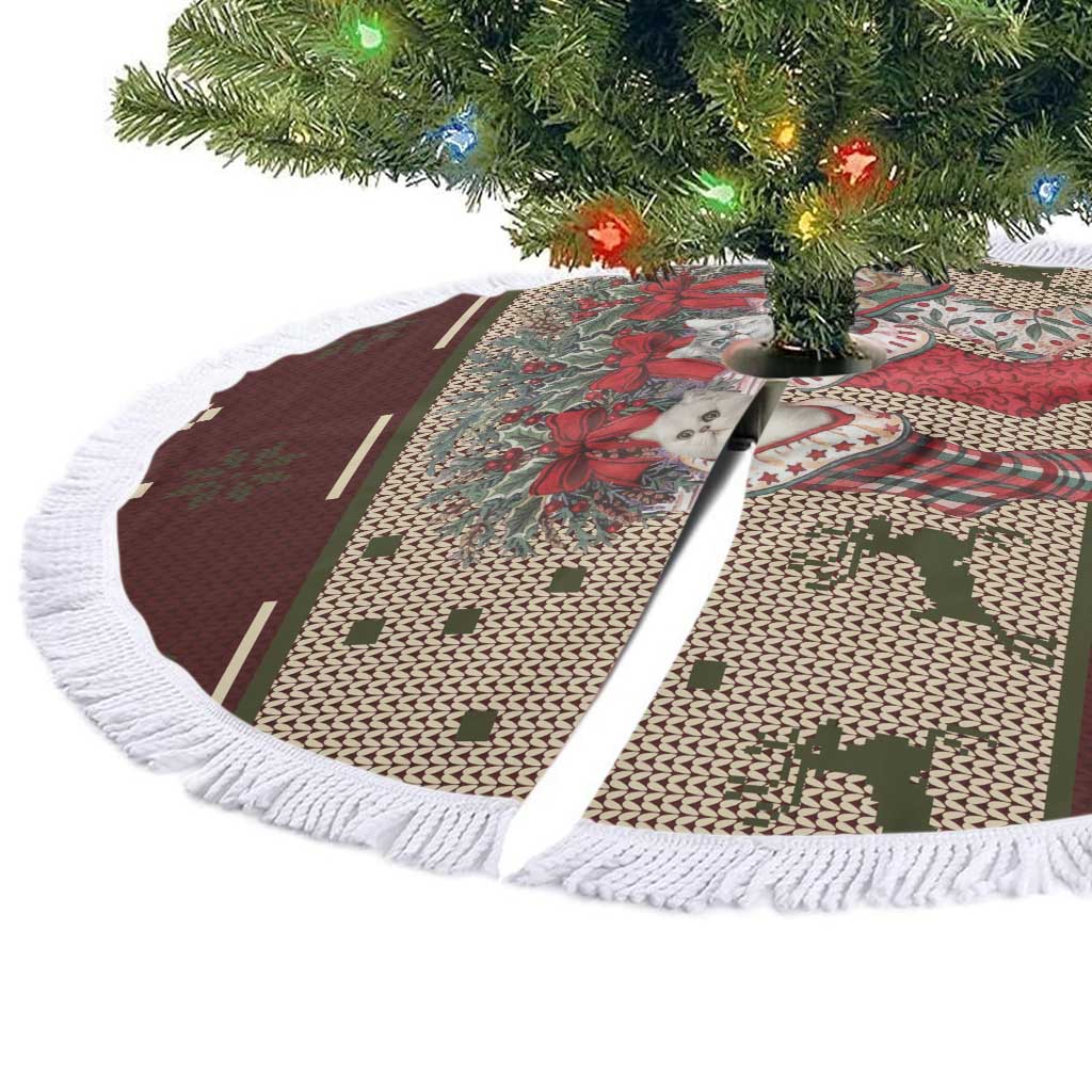 Cat And Sock Christmas Tree Skirt Xmas Holiday Patterns - Wonder Print Shop
