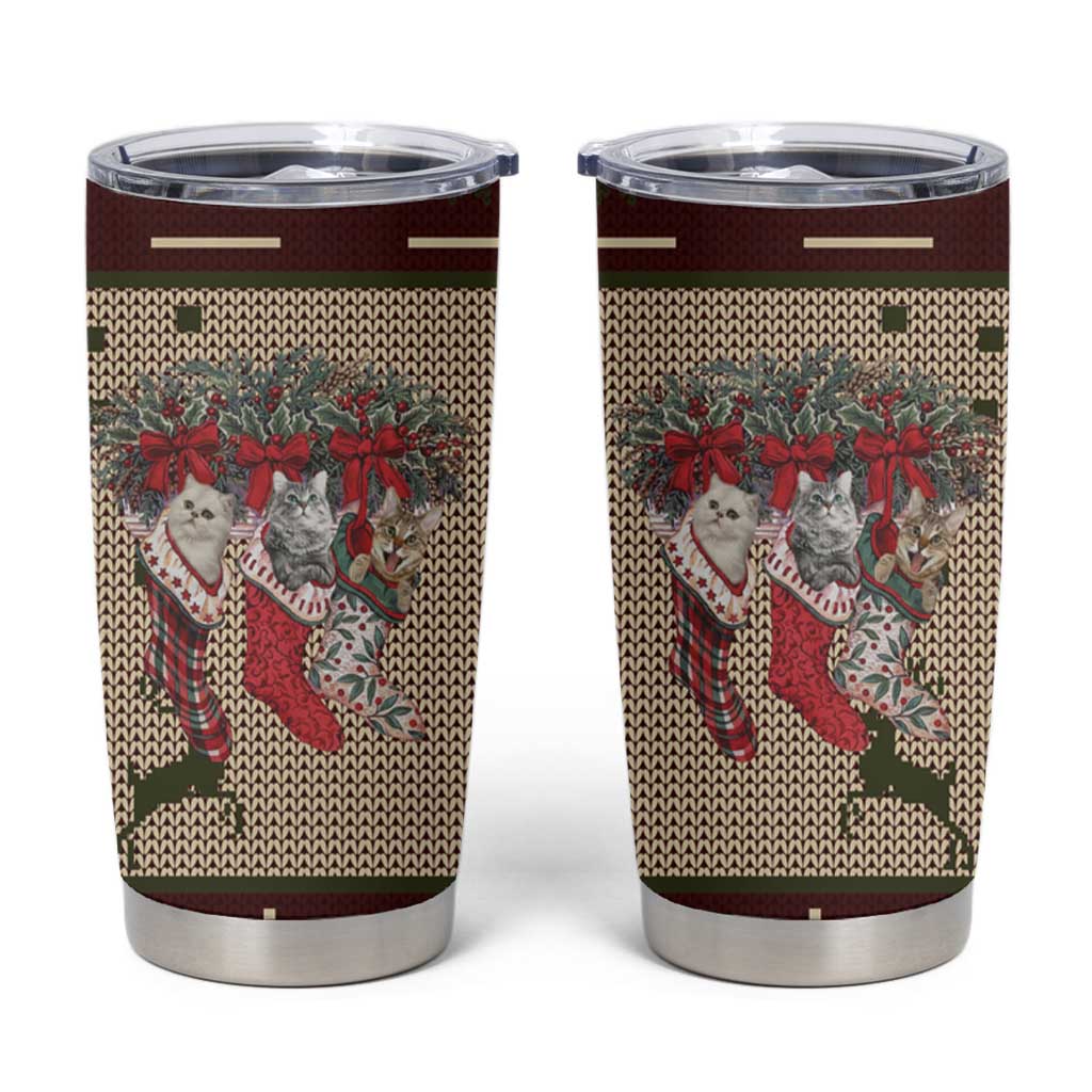Cat And Sock Christmas Tumbler Cup Xmas Holiday Patterns - Wonder Print Shop