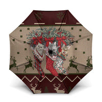 Cat And Sock Christmas Umbrella Xmas Holiday Patterns - Wonder Print Shop