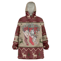 Cat And Sock Christmas Wearable Blanket Hoodie Xmas Holiday Patterns - Wonder Print Shop