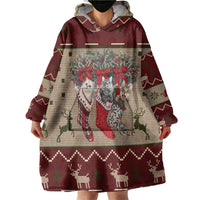 Cat And Sock Christmas Wearable Blanket Hoodie Xmas Holiday Patterns - Wonder Print Shop