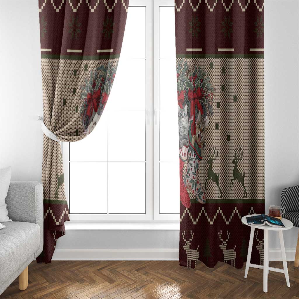 Cat And Sock Christmas Window Curtain Xmas Holiday Patterns - Wonder Print Shop