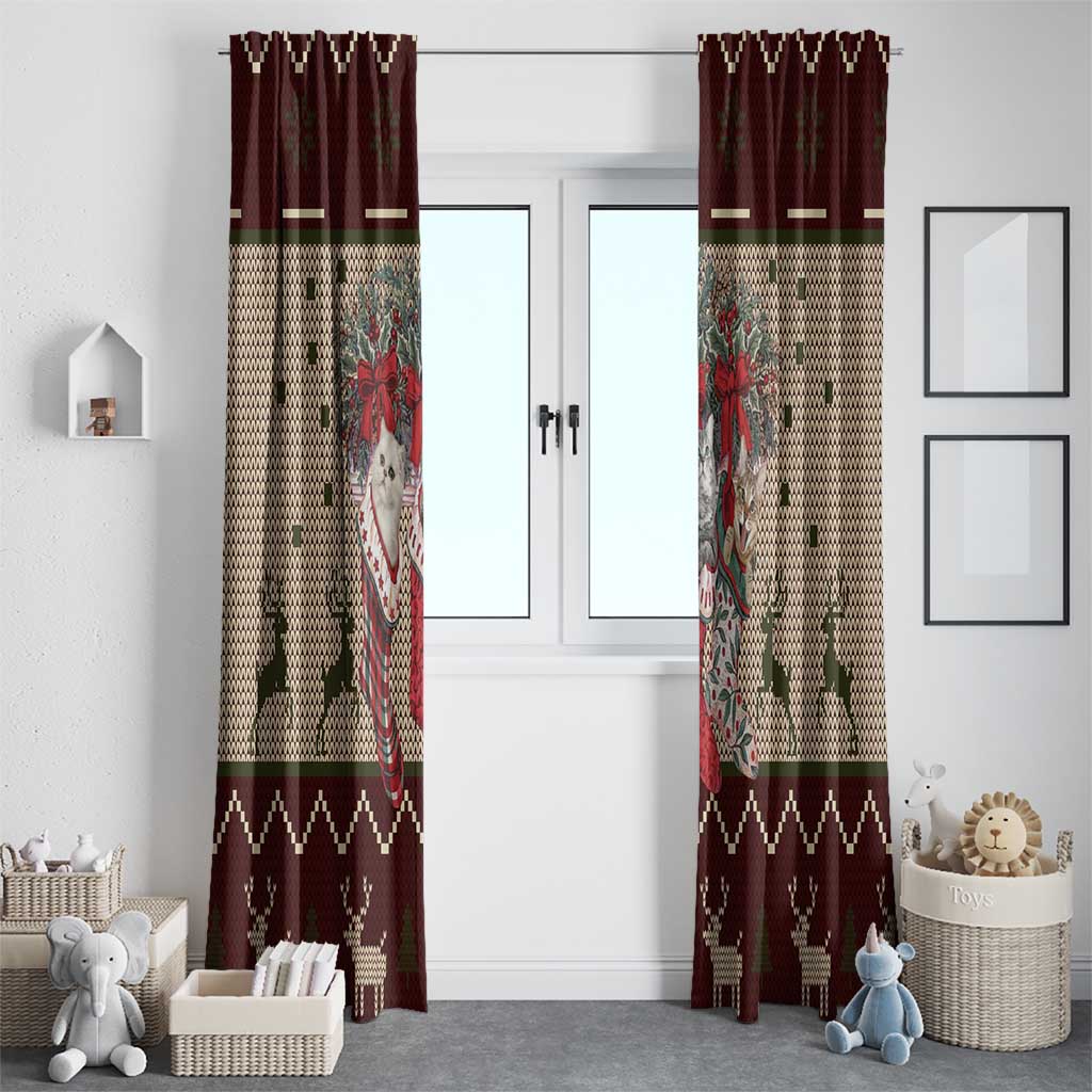 Cat And Sock Christmas Window Curtain Xmas Holiday Patterns - Wonder Print Shop