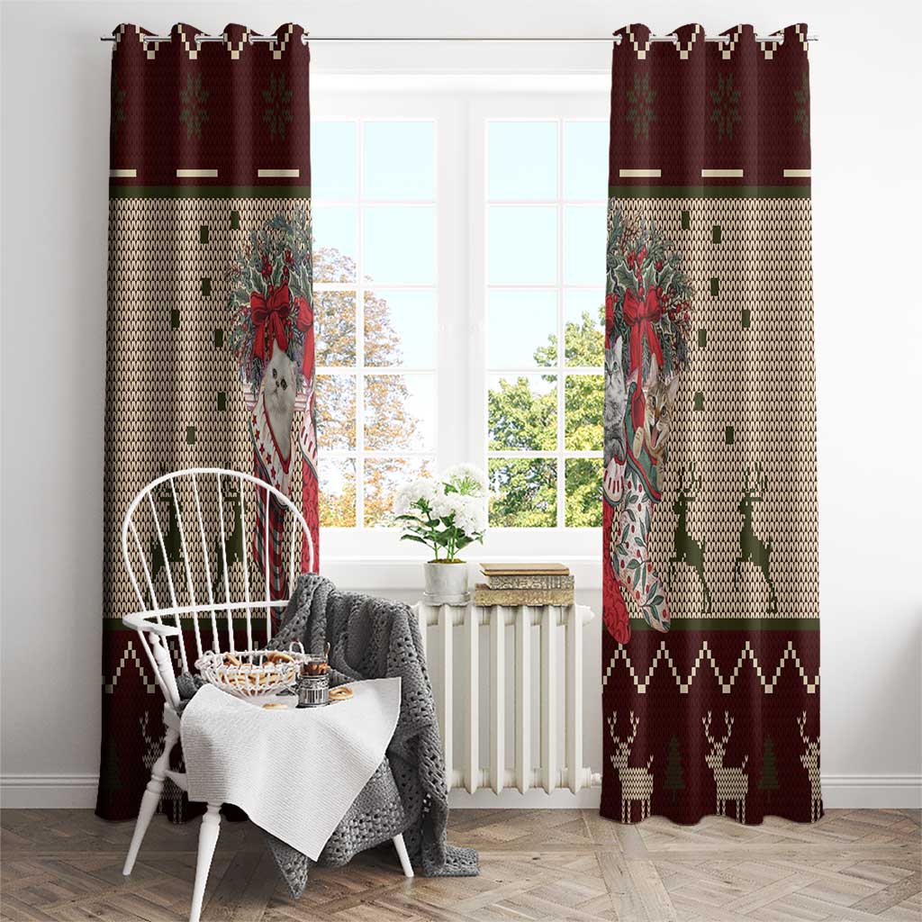 Cat And Sock Christmas Window Curtain Xmas Holiday Patterns - Wonder Print Shop