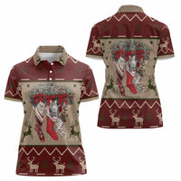 Cat And Sock Christmas Women Polo Shirt Xmas Holiday Patterns - Wonder Print Shop