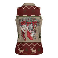 Cat And Sock Christmas Women Sleeveless Polo Shirt Xmas Holiday Patterns - Wonder Print Shop