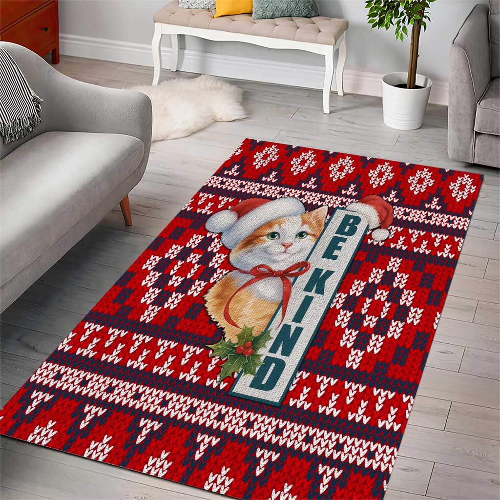 Cat Be Kind Christmas Area Rug Xmas Holiday Patterns - Wonder Print Shop