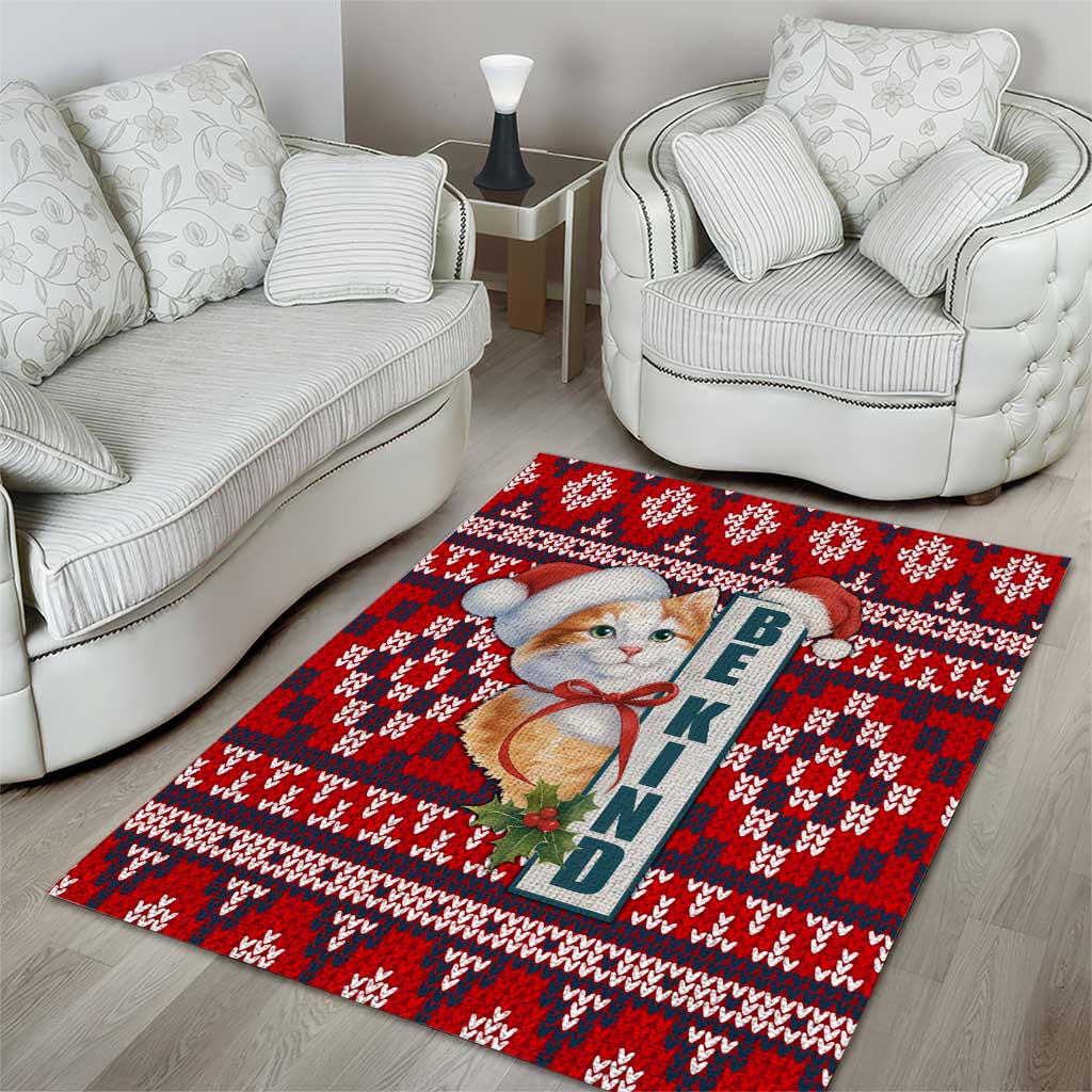 Cat Be Kind Christmas Area Rug Xmas Holiday Patterns - Wonder Print Shop