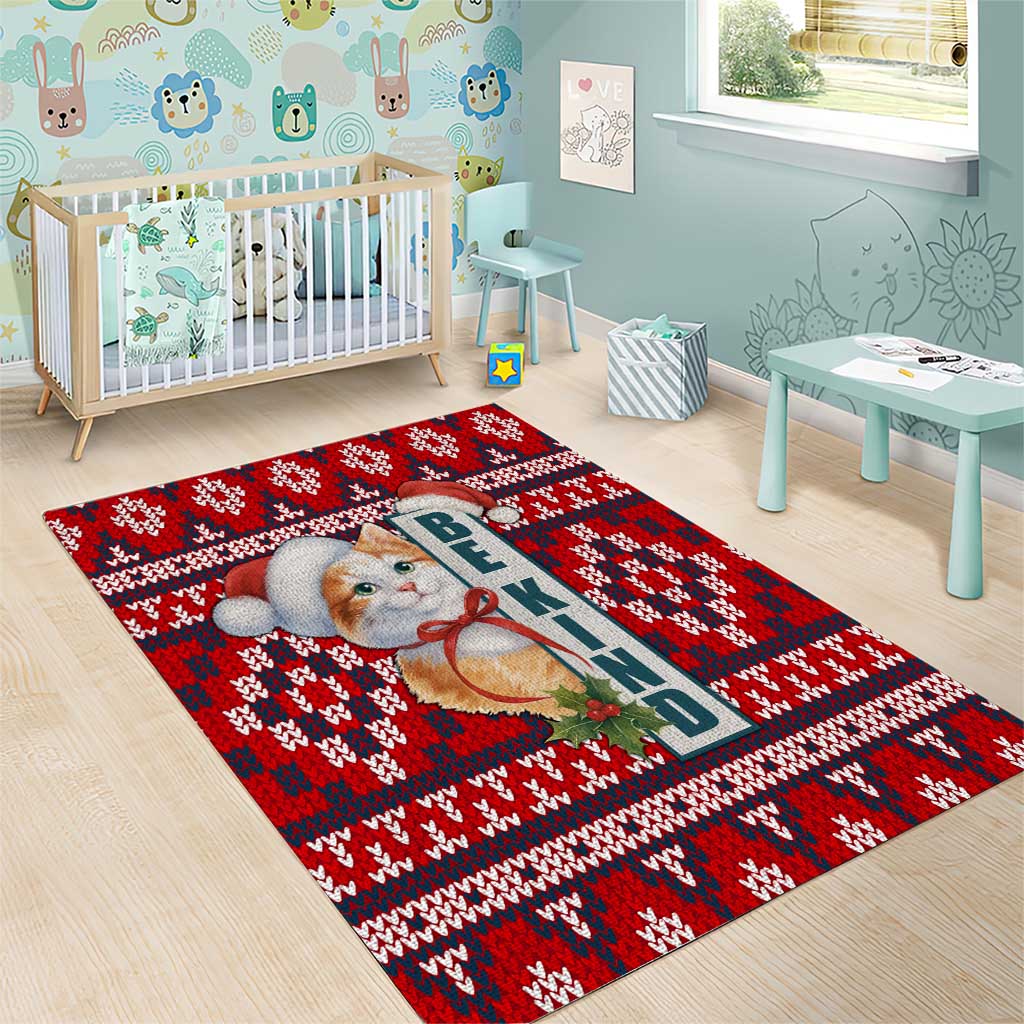 Cat Be Kind Christmas Area Rug Xmas Holiday Patterns - Wonder Print Shop