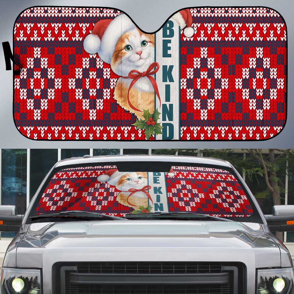 Cat Be Kind Christmas Auto Sun Shade Xmas Holiday Patterns - Wonder Print Shop