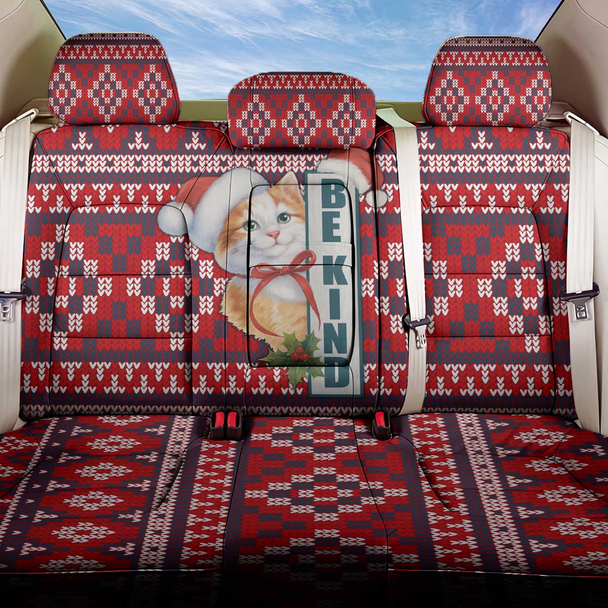 Cat Be Kind Christmas Back Car Seat Cover Xmas Holiday Patterns - Wonder Print Shop