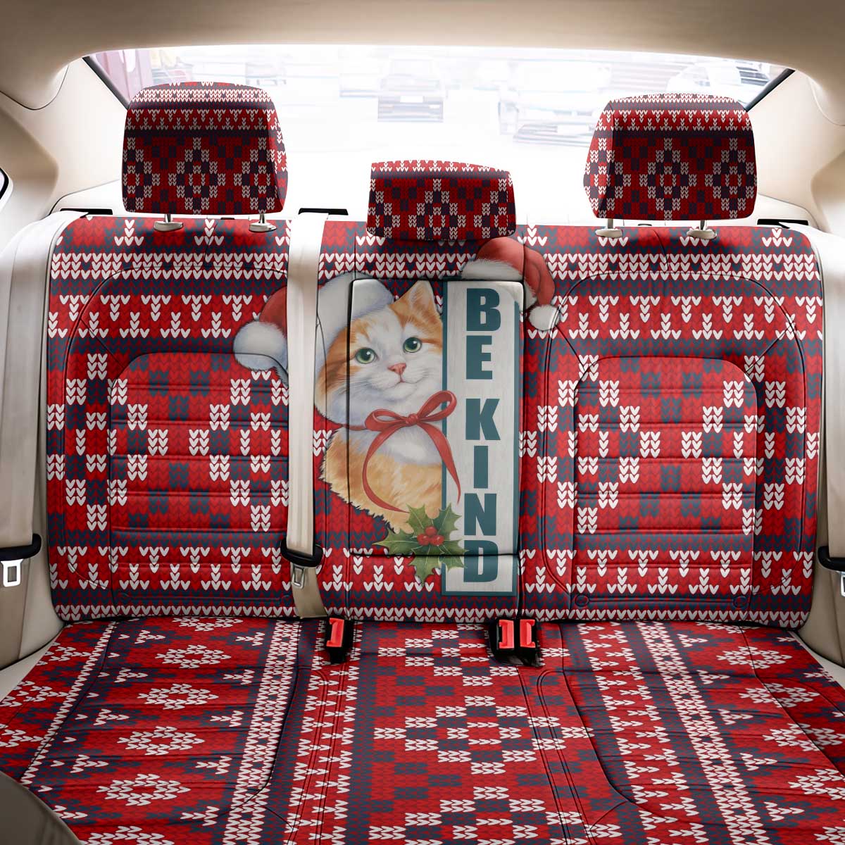 Cat Be Kind Christmas Back Car Seat Cover Xmas Holiday Patterns - Wonder Print Shop