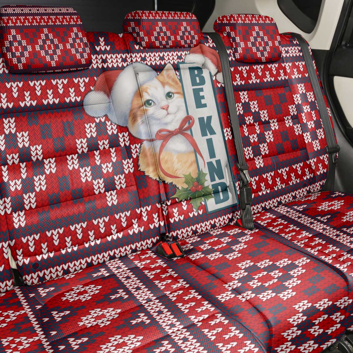 Cat Be Kind Christmas Back Car Seat Cover Xmas Holiday Patterns - Wonder Print Shop