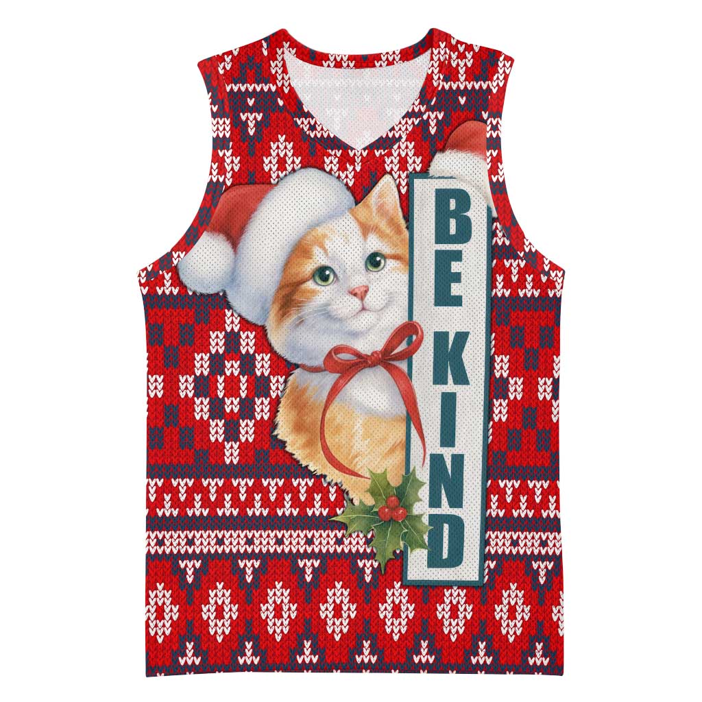 Cat Be Kind Christmas Basketball Jersey Xmas Holiday Patterns - Wonder Print Shop
