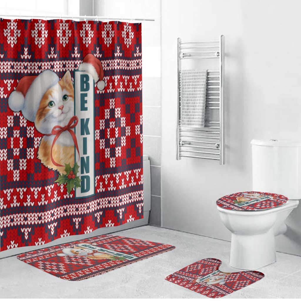 Cat Be Kind Christmas Bathroom Set Xmas Holiday Patterns - Wonder Print Shop