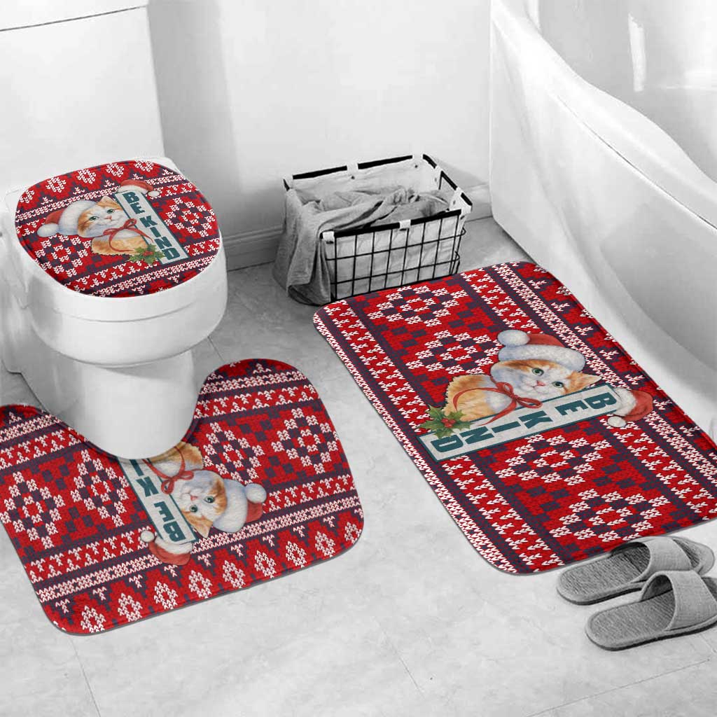 Cat Be Kind Christmas Bathroom Set Xmas Holiday Patterns - Wonder Print Shop