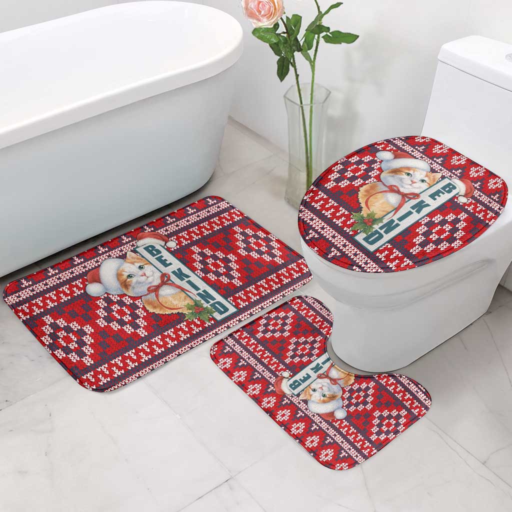 Cat Be Kind Christmas Bathroom Set Xmas Holiday Patterns - Wonder Print Shop