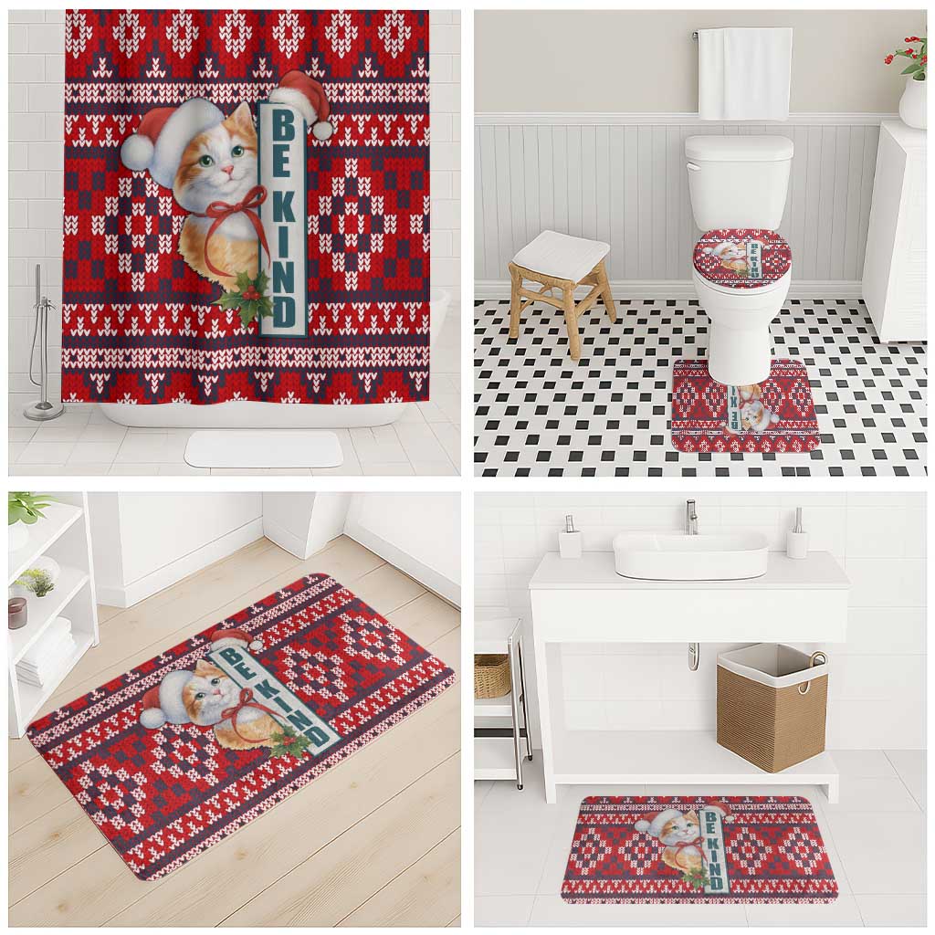 Cat Be Kind Christmas Bathroom Set Xmas Holiday Patterns - Wonder Print Shop