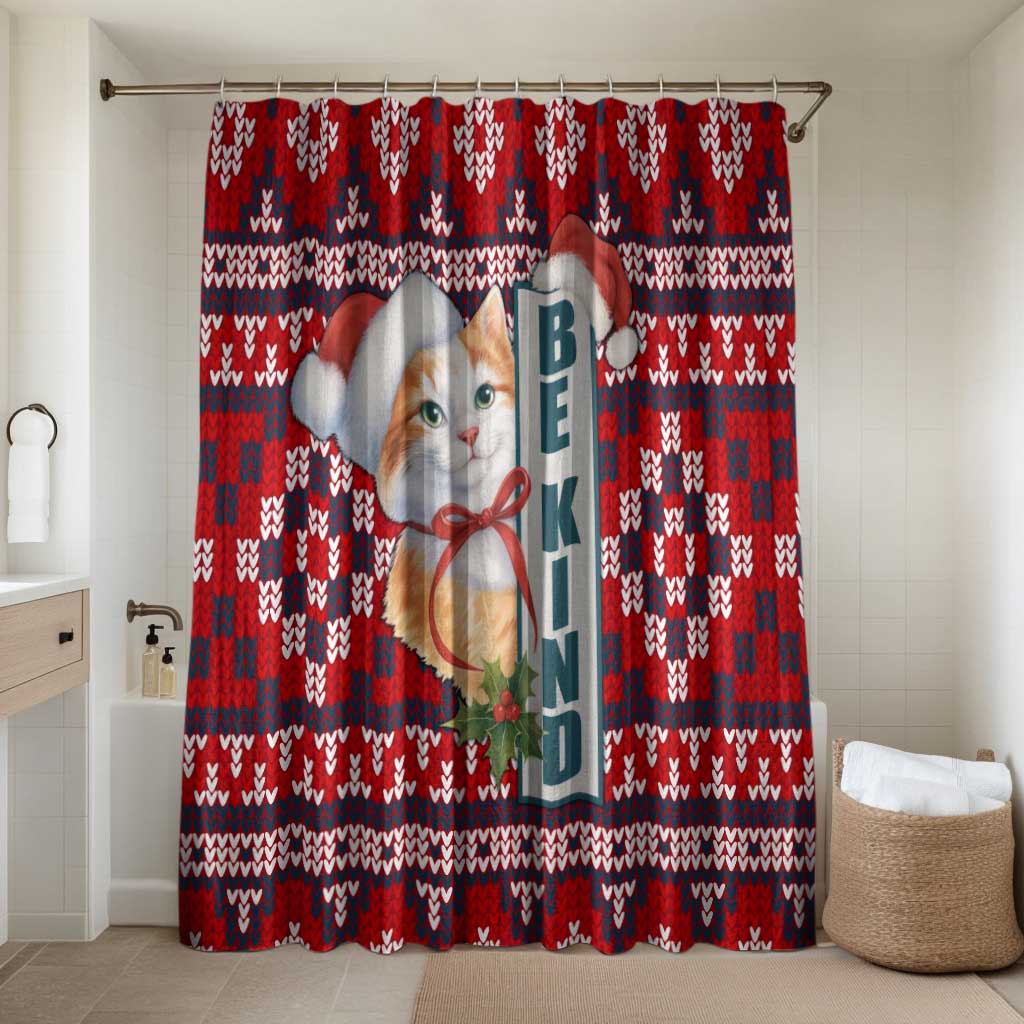 Cat Be Kind Christmas Bathroom Set Xmas Holiday Patterns - Wonder Print Shop