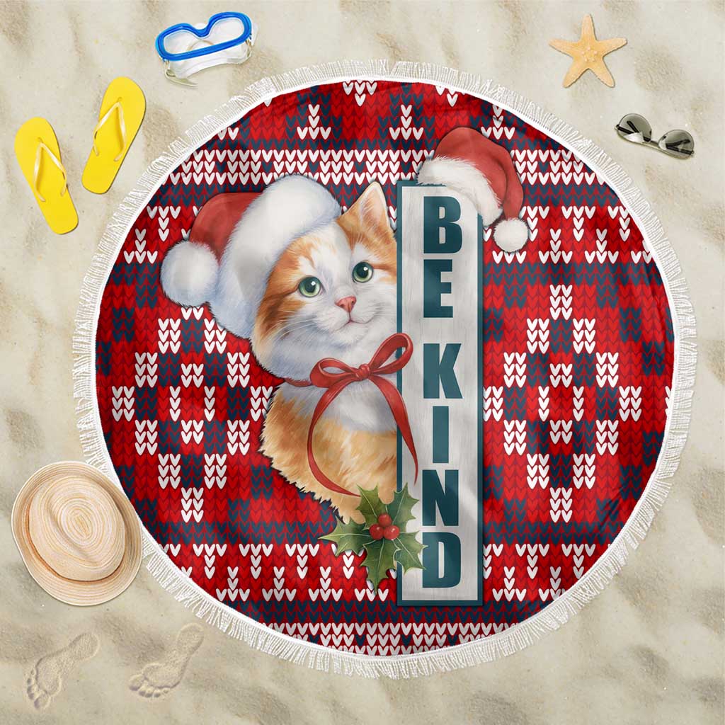 Cat Be Kind Christmas Beach Blanket Xmas Holiday Patterns - Wonder Print Shop