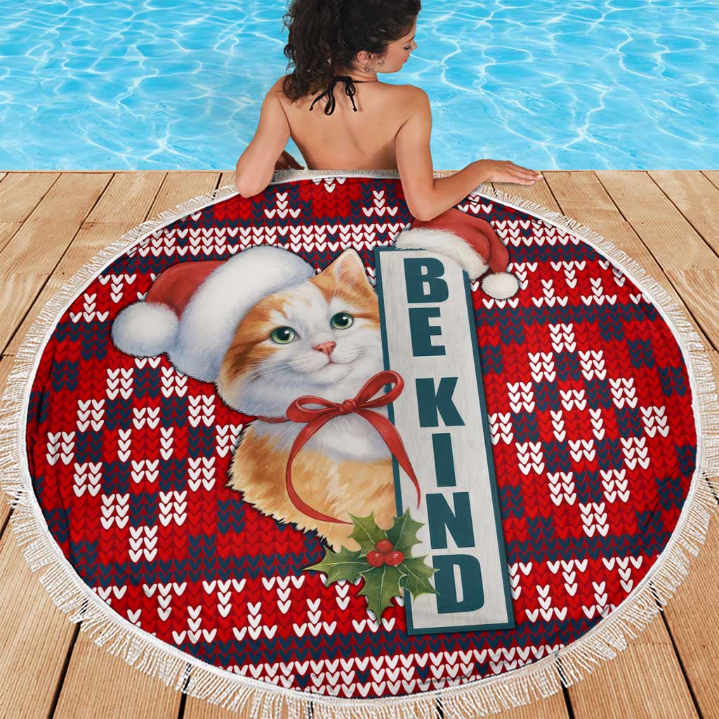 Cat Be Kind Christmas Beach Blanket Xmas Holiday Patterns - Wonder Print Shop