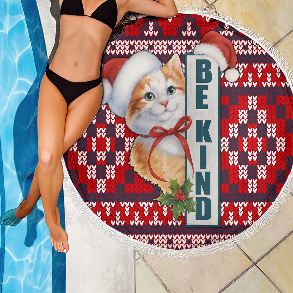 Cat Be Kind Christmas Beach Blanket Xmas Holiday Patterns - Wonder Print Shop