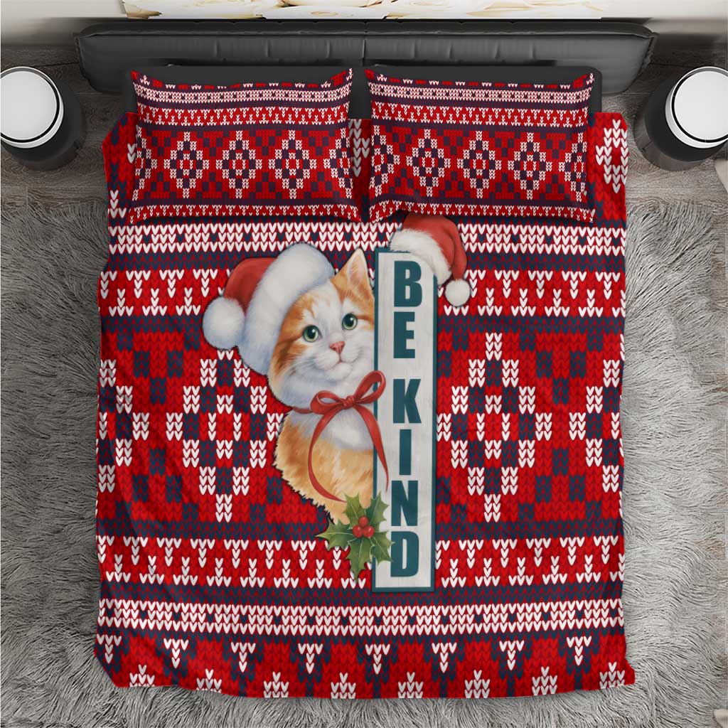 Cat Be Kind Christmas Bedding Set Xmas Holiday Patterns - Wonder Print Shop
