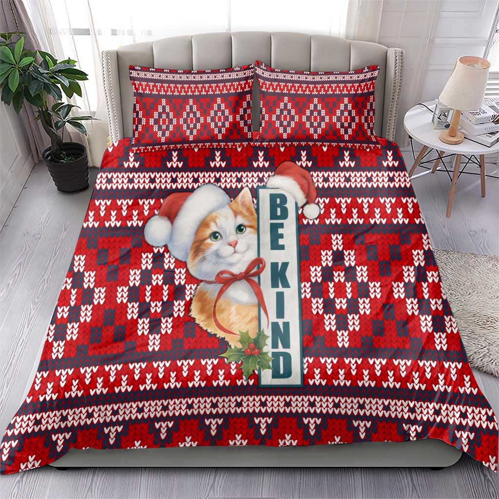 Cat Be Kind Christmas Bedding Set Xmas Holiday Patterns - Wonder Print Shop