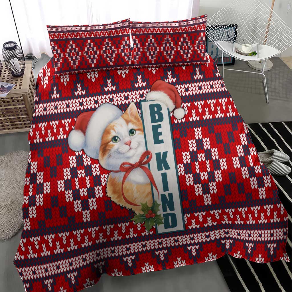 Cat Be Kind Christmas Bedding Set Xmas Holiday Patterns - Wonder Print Shop