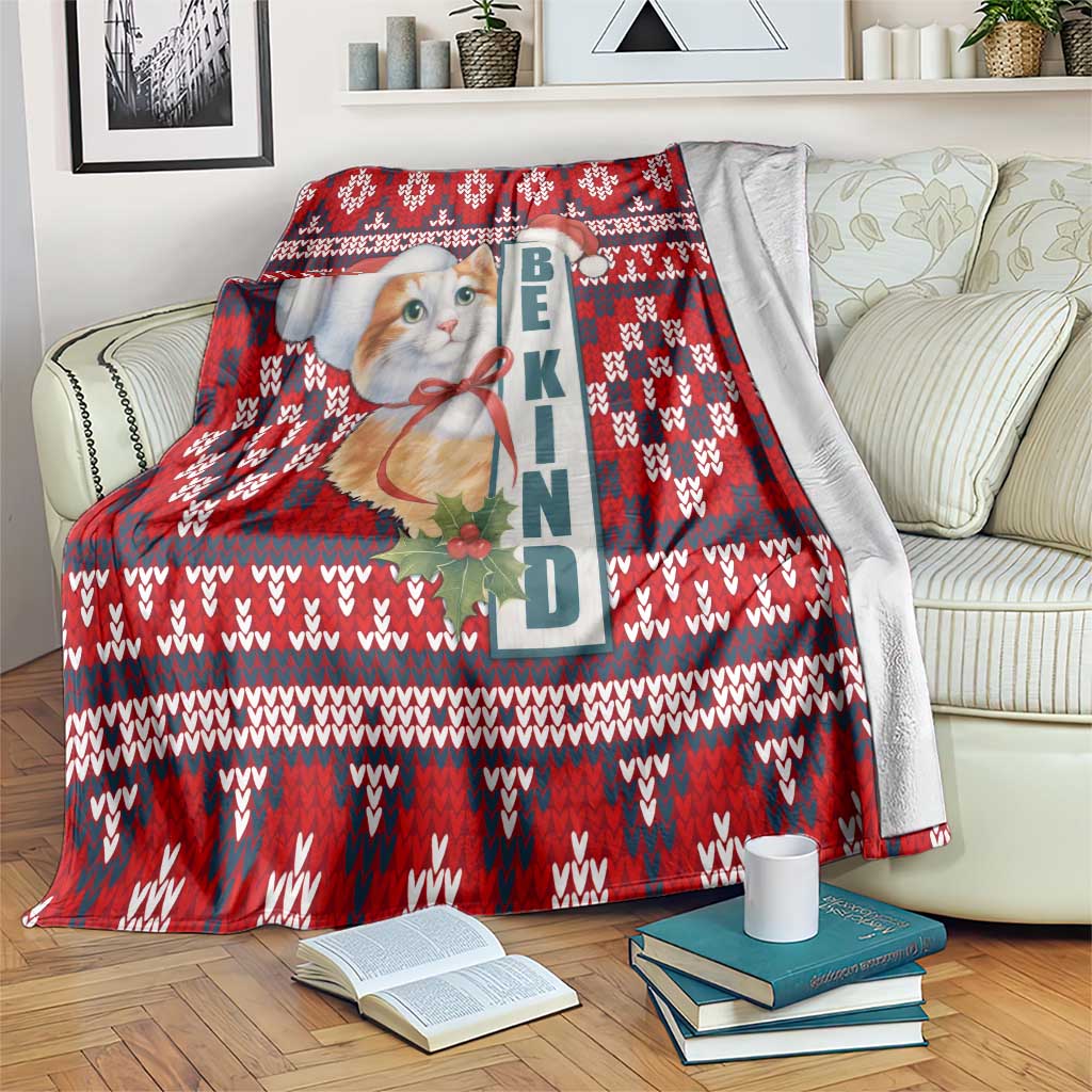 Cat Be Kind Christmas Blanket Xmas Holiday Patterns - Wonder Print Shop