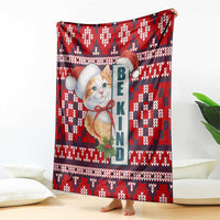 Cat Be Kind Christmas Blanket Xmas Holiday Patterns - Wonder Print Shop