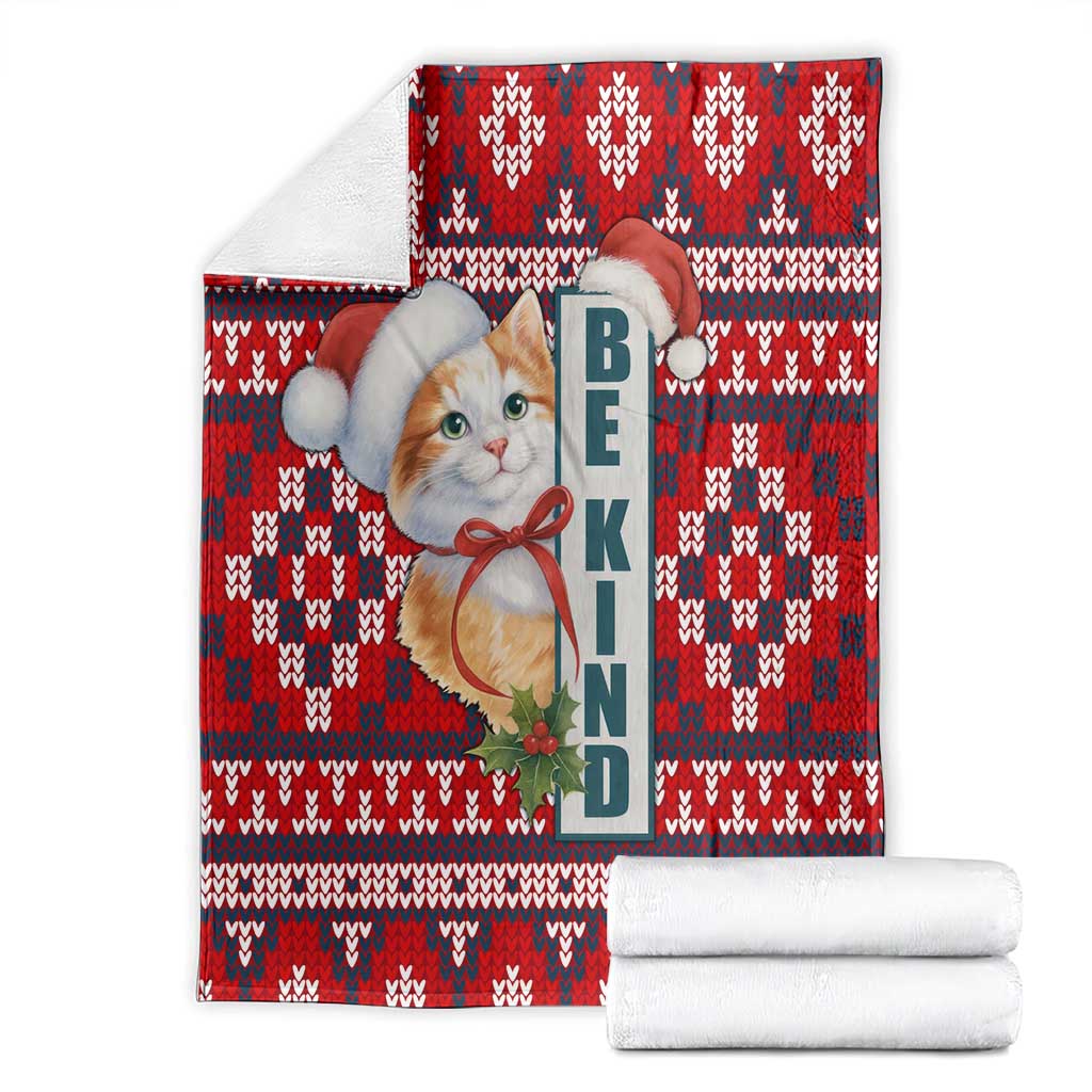 Cat Be Kind Christmas Blanket Xmas Holiday Patterns - Wonder Print Shop