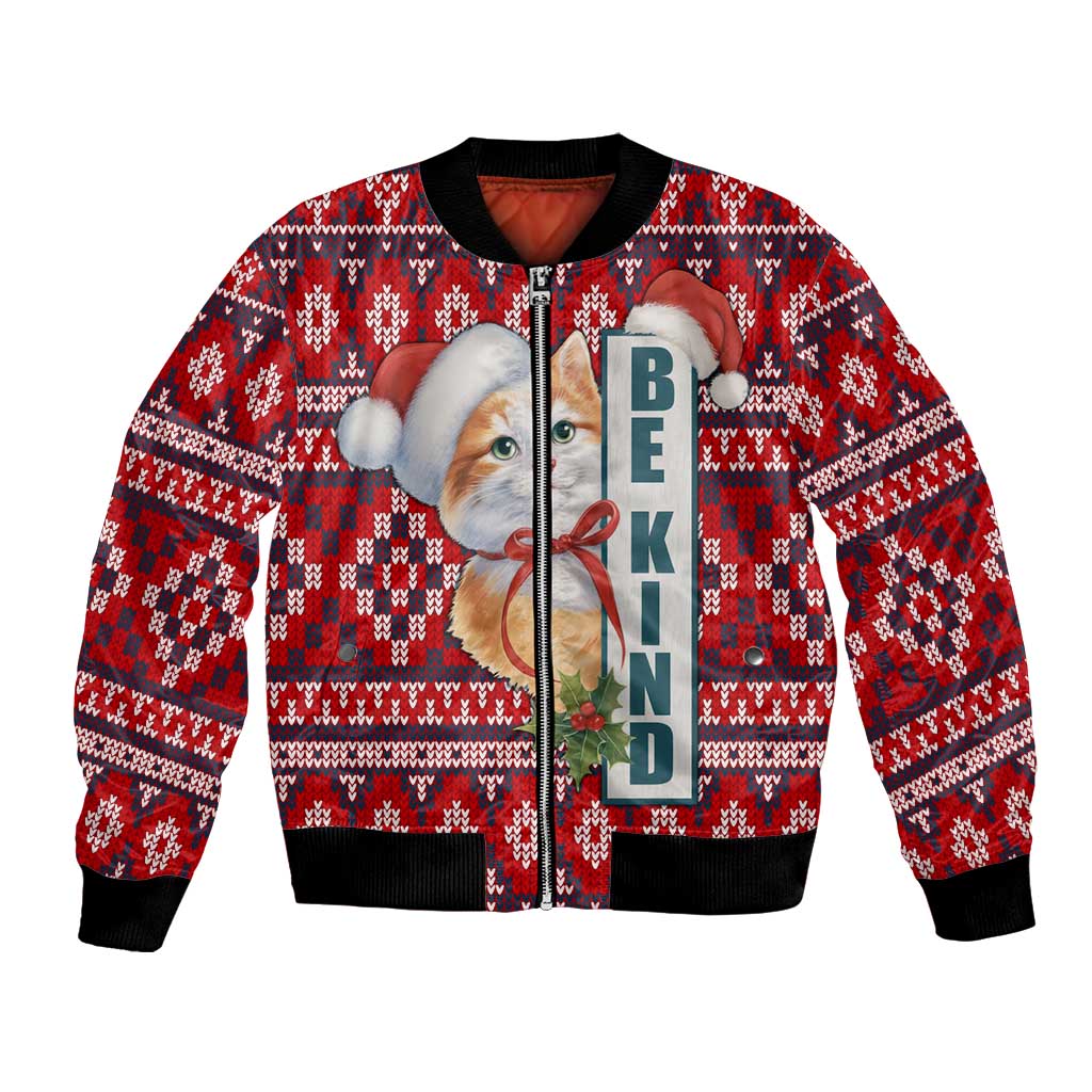 Cat Be Kind Christmas Bomber Jacket Xmas Holiday Patterns - Wonder Print Shop