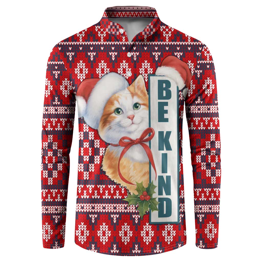 Cat Be Kind Christmas Button Sweatshirt Xmas Holiday Patterns - Wonder Print Shop