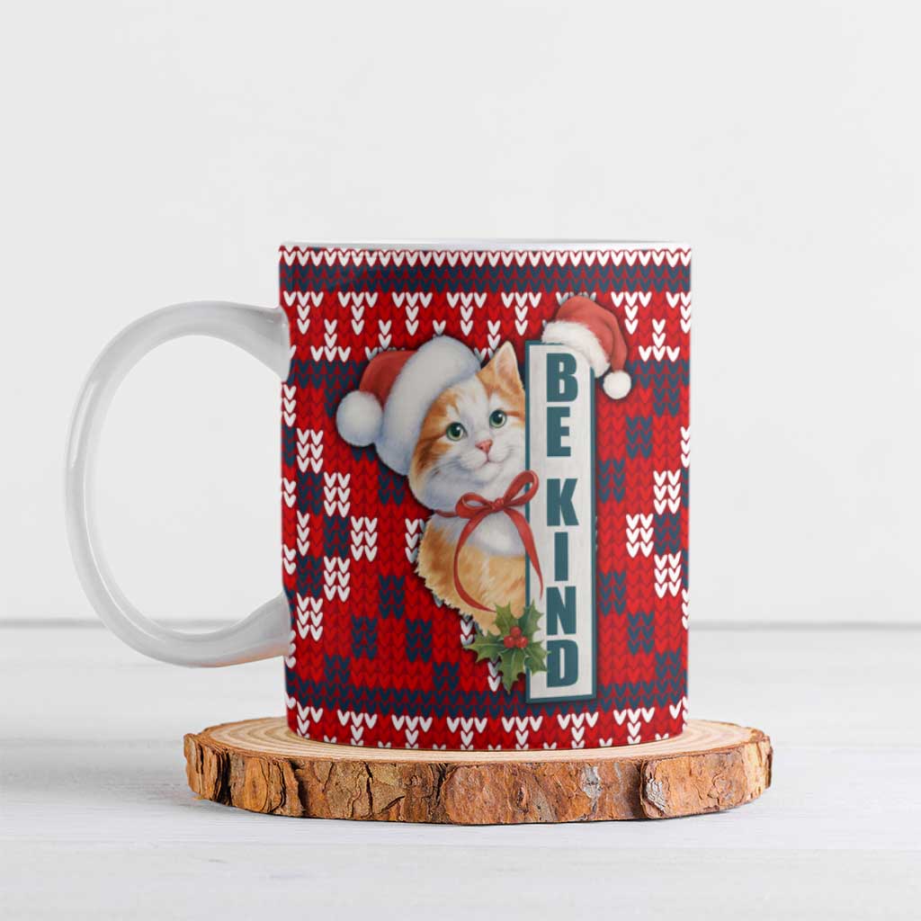 Cat Be Kind Christmas Ceramic Mug Xmas Holiday Patterns - Wonder Print Shop