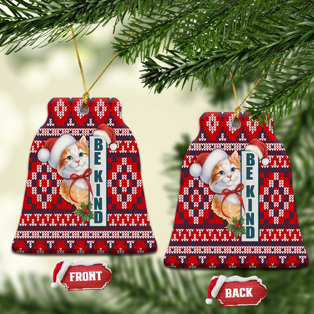 Cat Be Kind Christmas Ceramic Ornament Xmas Holiday Patterns - Wonder Print Shop